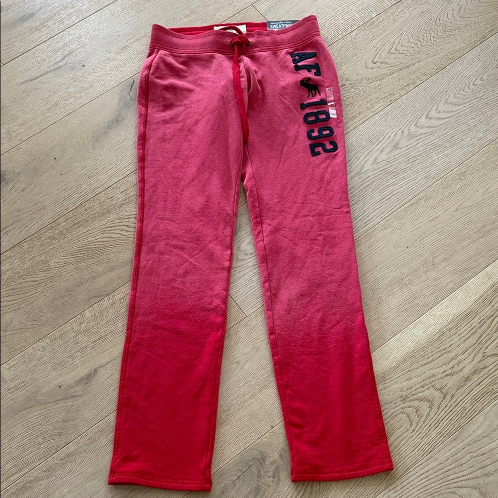 Abercrombie & Fitch Sweatpants Spell Out AF 1892 Y2K Red Ombre Small Low Rise